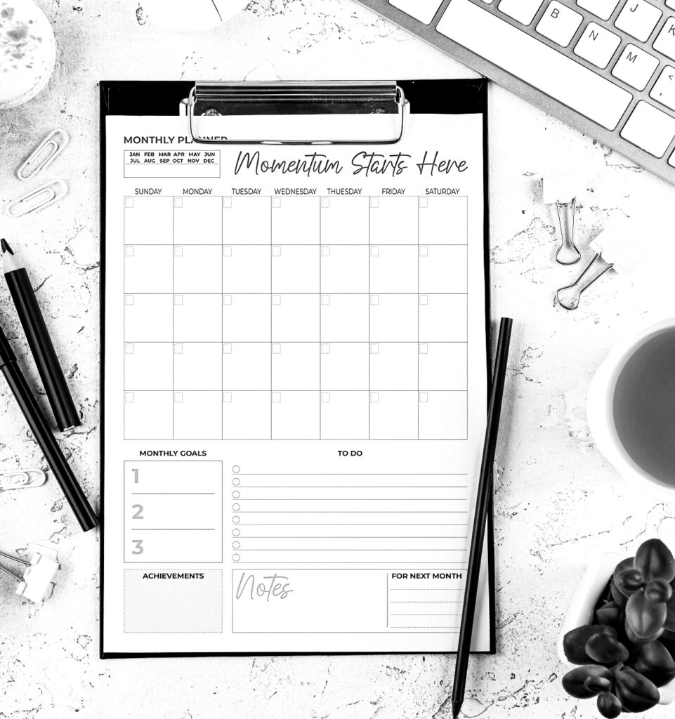 monthly planner pdf for print
