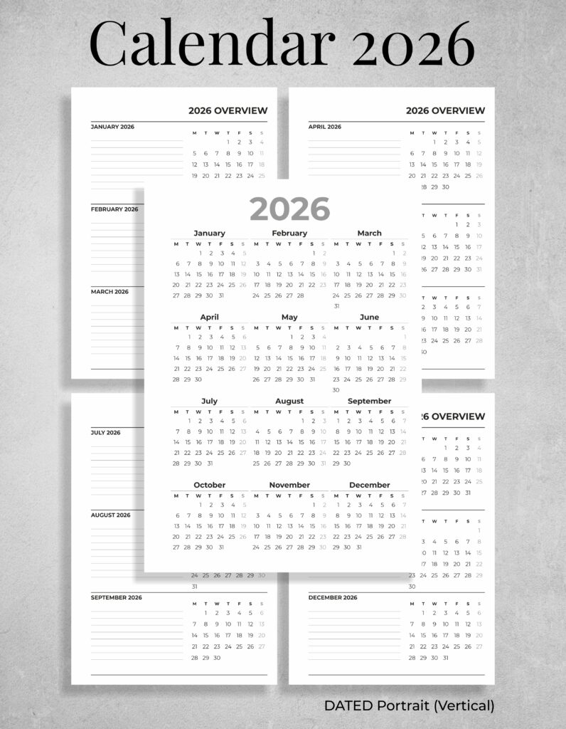 2026 printable calendar one page