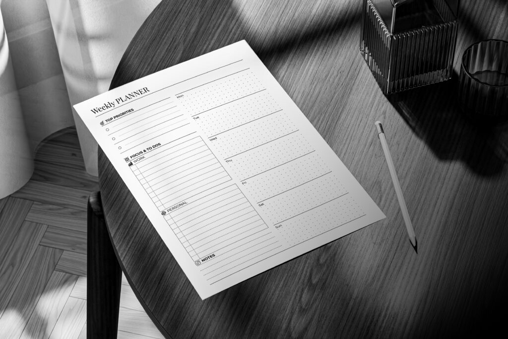 weekly planner page template