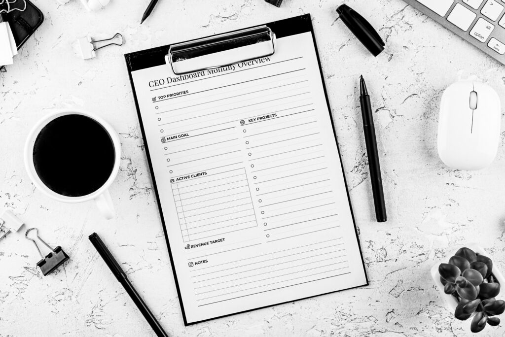 CEO Dashboard Planning Printable Pages Solo Entrepreneur 